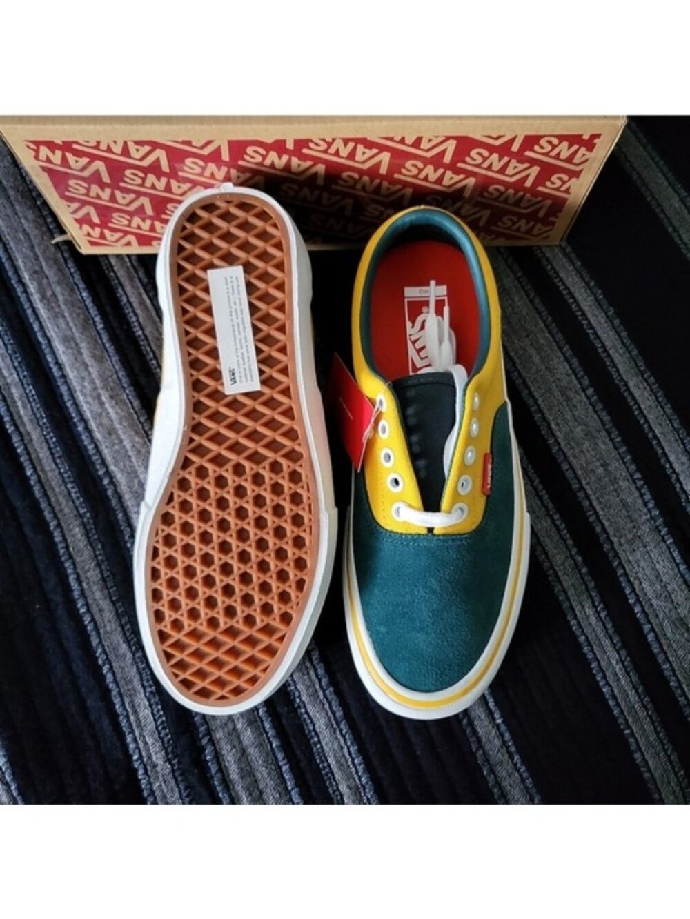 Vans Era Pro Prime Color block Women 9 Skate Shoe Yellow Blue Suede 062026 - Picture 5 of 9